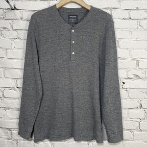 Bonobos Waffle Thermal Henley‎ Slim Fit Men's Size XXL Long Sleeve Shirt Gray